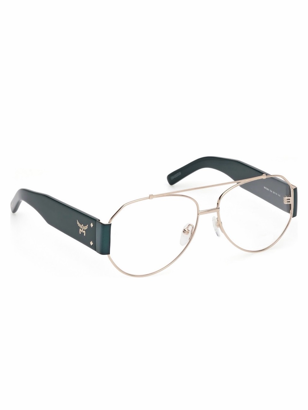 New MCM MW5001 32A Gold Metal Frame with Dark Green Temples Eyeglasses Authentic